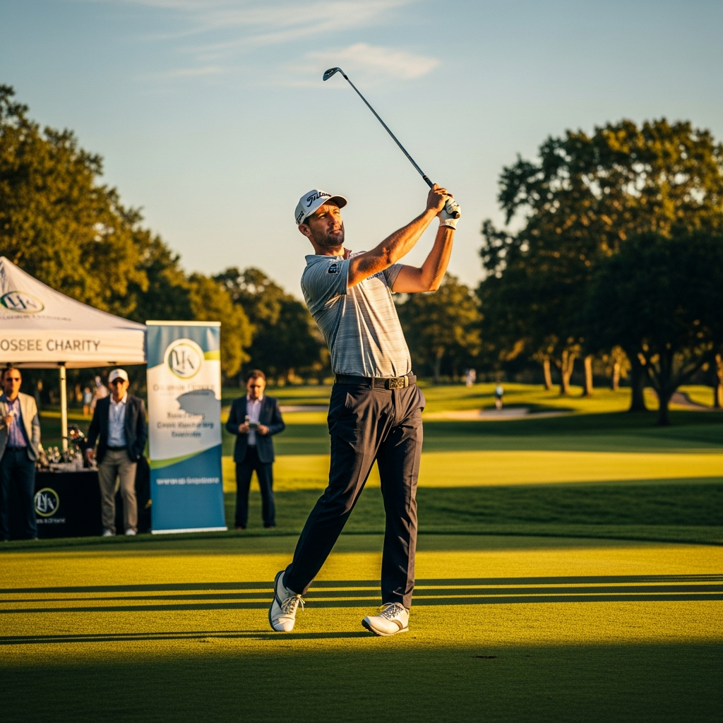 Golfers at charity tournament